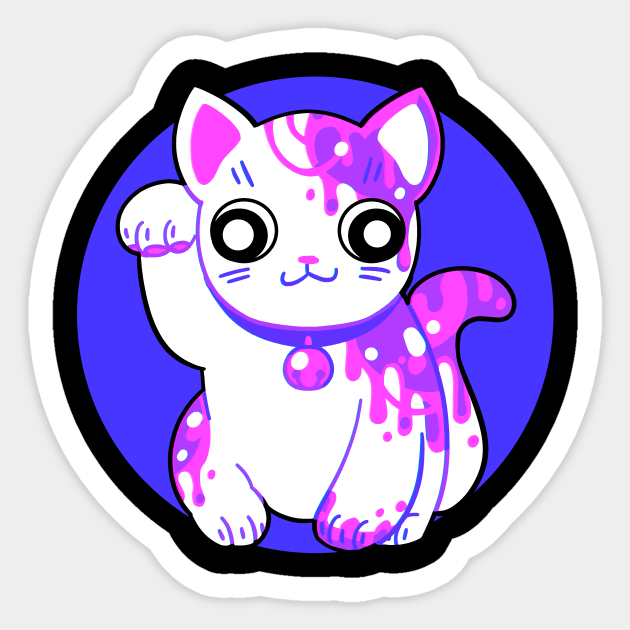 Messy Lucky Kitty Sticker by owlapin